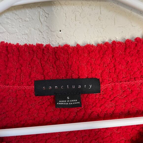 Sanctuary Teddy V-Neck Sweater Punk Red Size Small - Picture 5 of 7